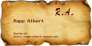 Rapp Albert névjegykártya